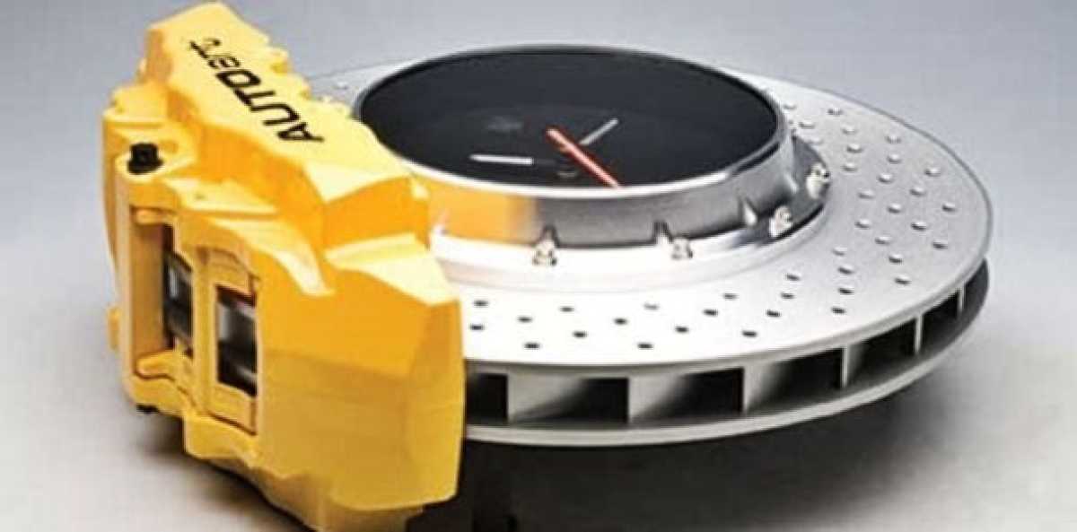 Wanduhr - Alu-Sportbremsscheibe Gelb Edition